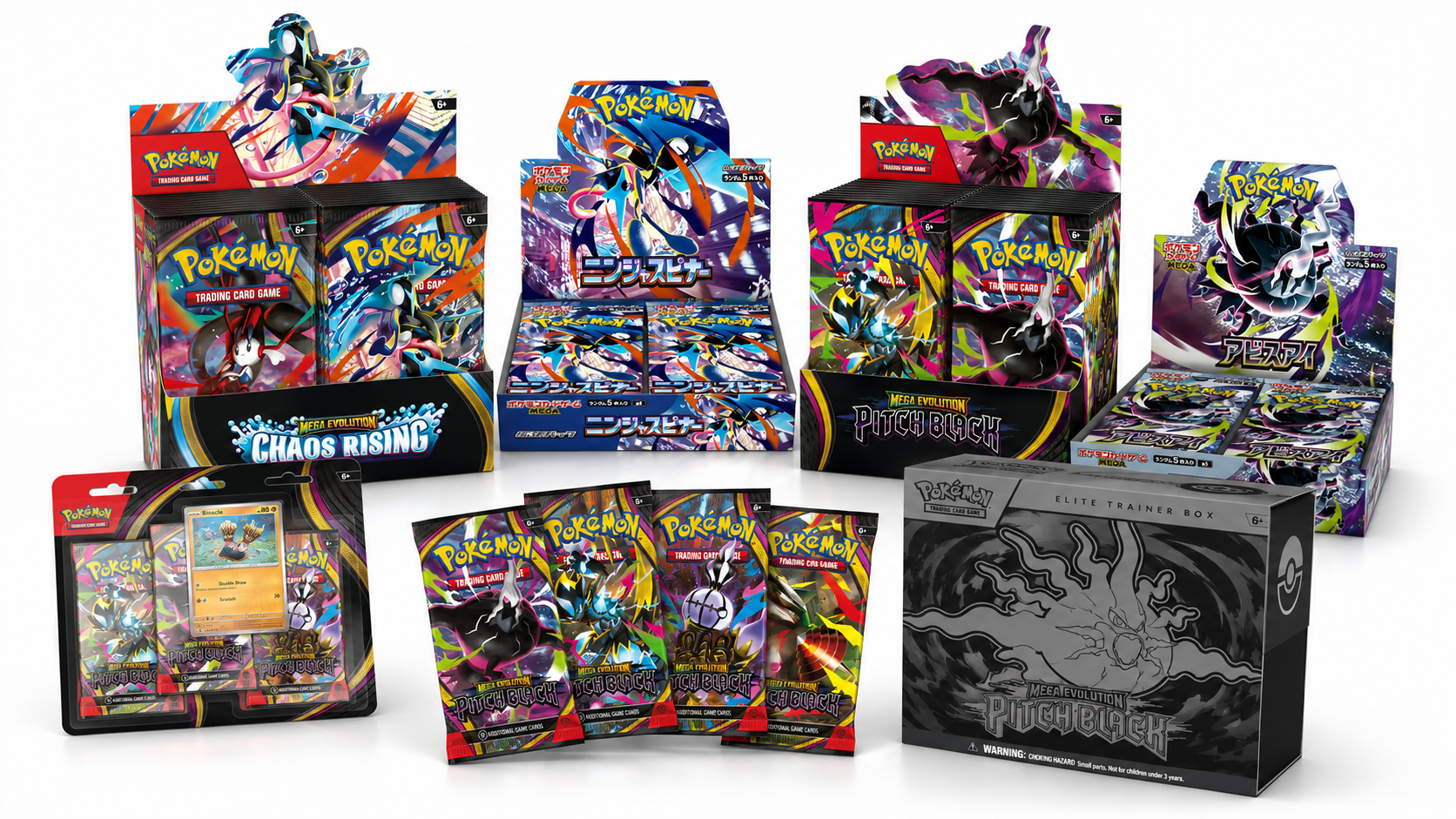 A selection of Pokémon trading card game products representing the club’s initial collecting focus